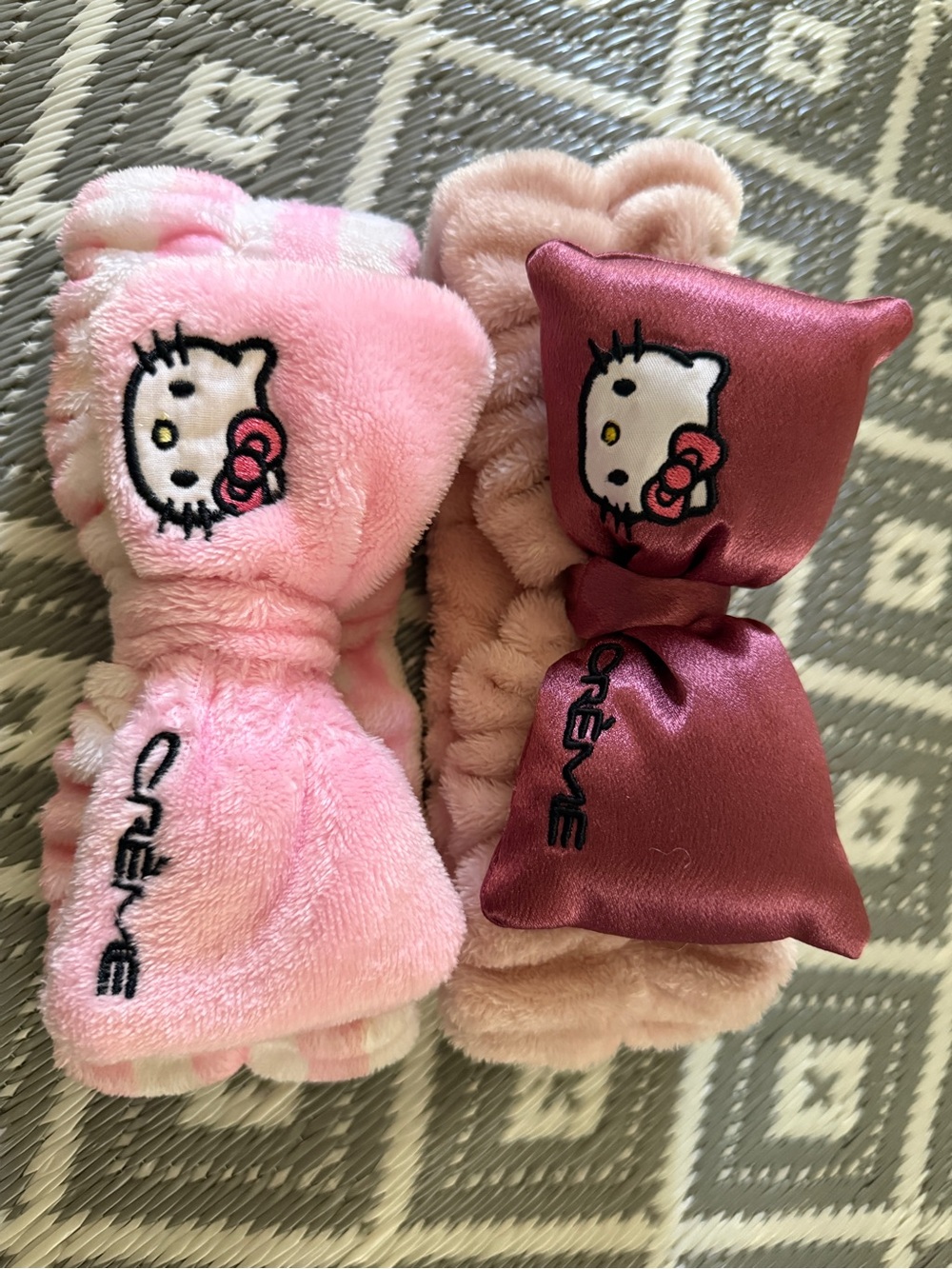 Hello Kitty Plush Bow Headbands in Light Pink and Rose